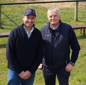 Landfall Angus Stud Co-Principal Frank Archer with Farm Insurance Specialist Peter Wilkinson (left to right)