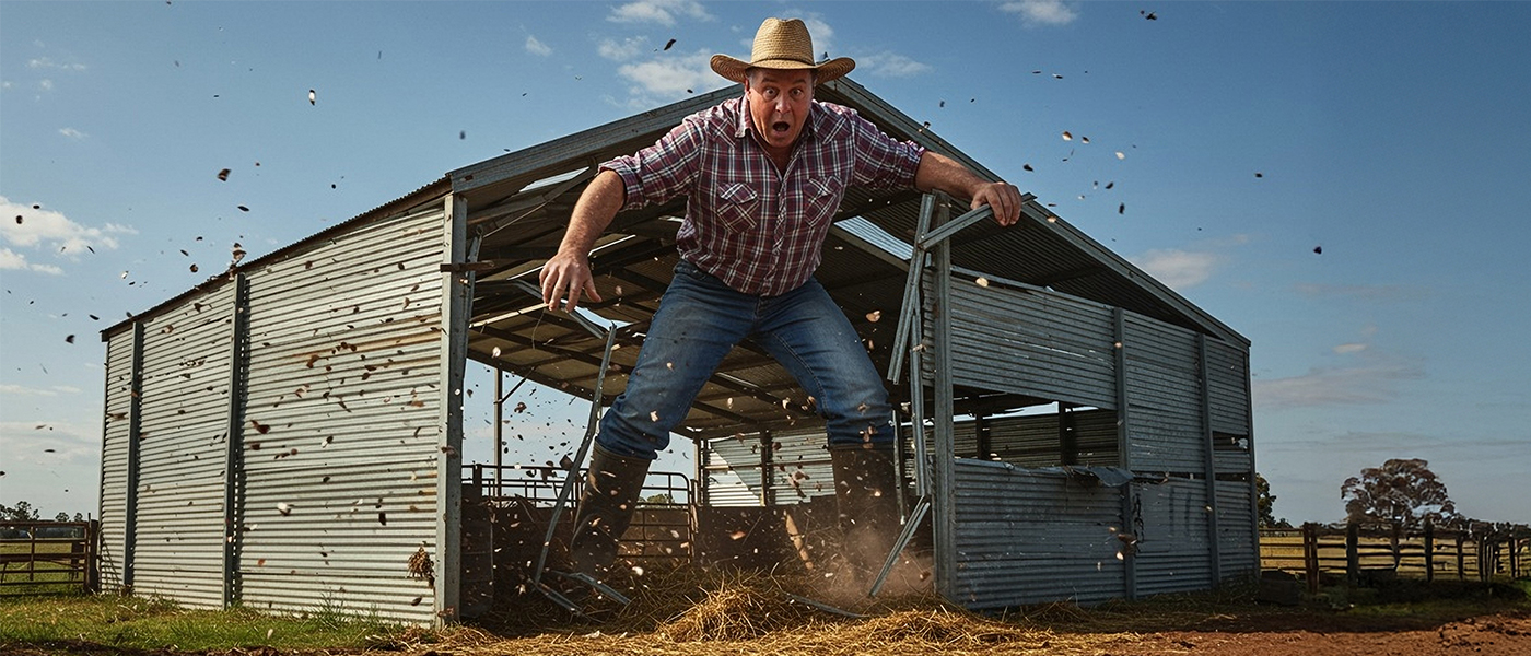 A farmer on his property